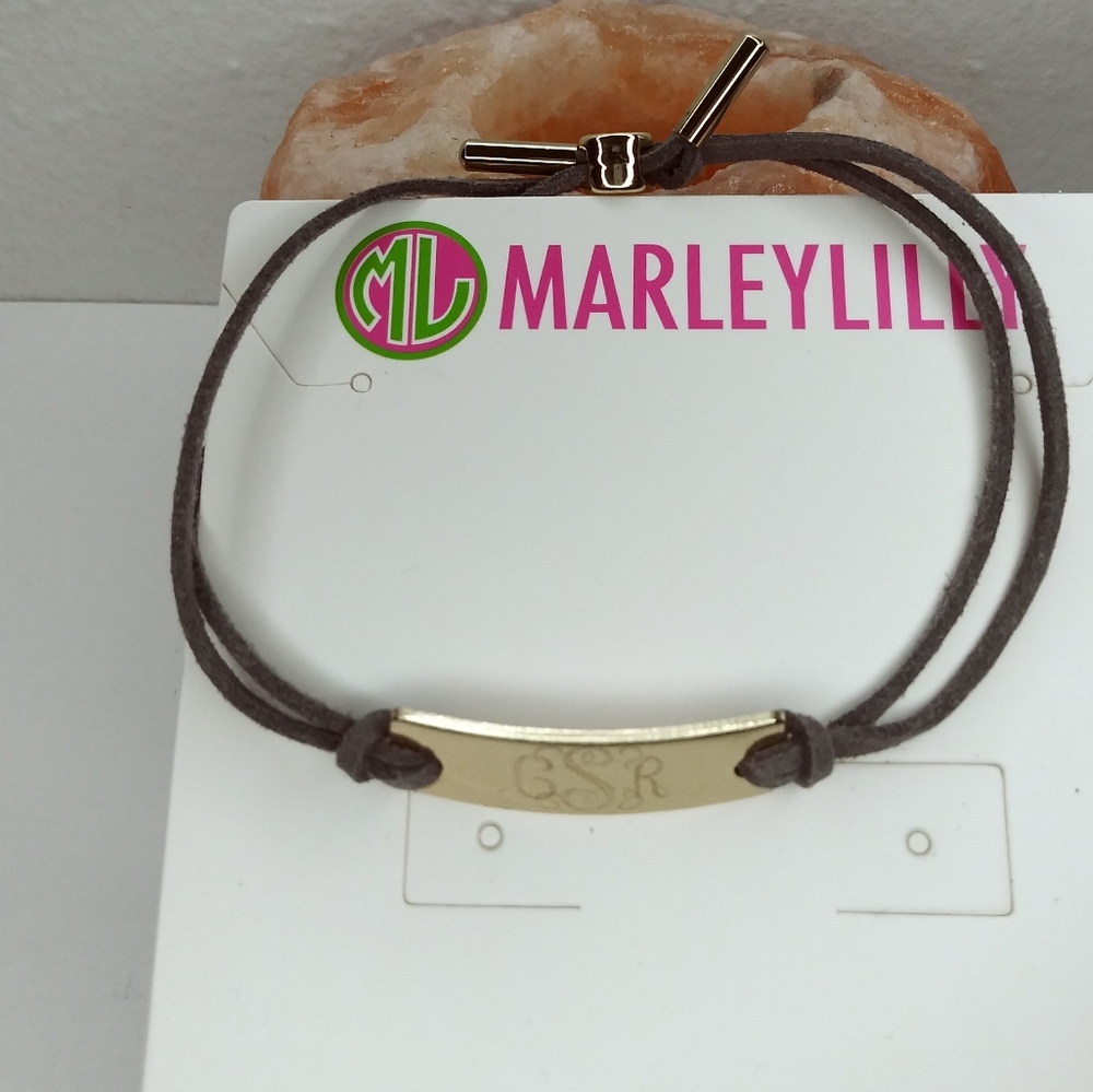MARKEY LILLY Monogrammed Suede Bracelet CSR Grey